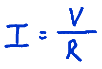 I=V divided by R as graphic