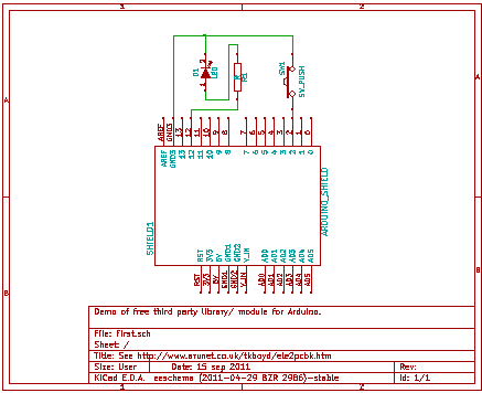 KiCad schematic with Arduino shield