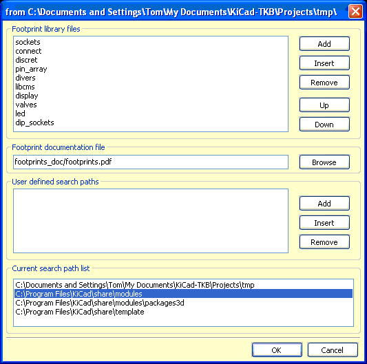 Module list specification dialog